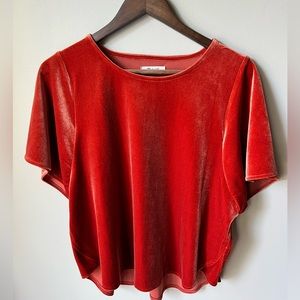 Madewell burnt orange butterfly velvet top